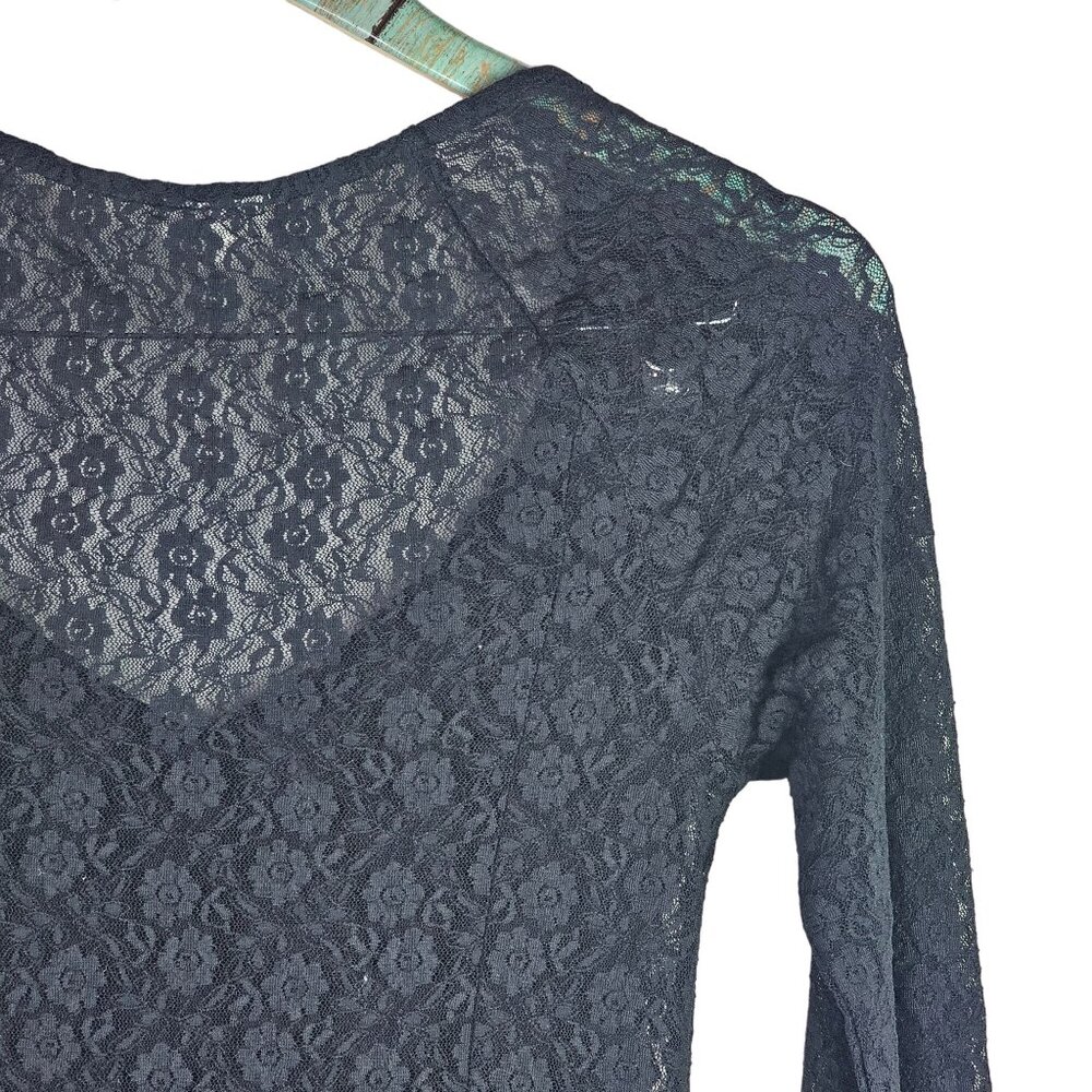 Intimately Free People Sheer Full Lace Assymetrical Hem Long Sleeve Skater Dress - Picture 7 of 9